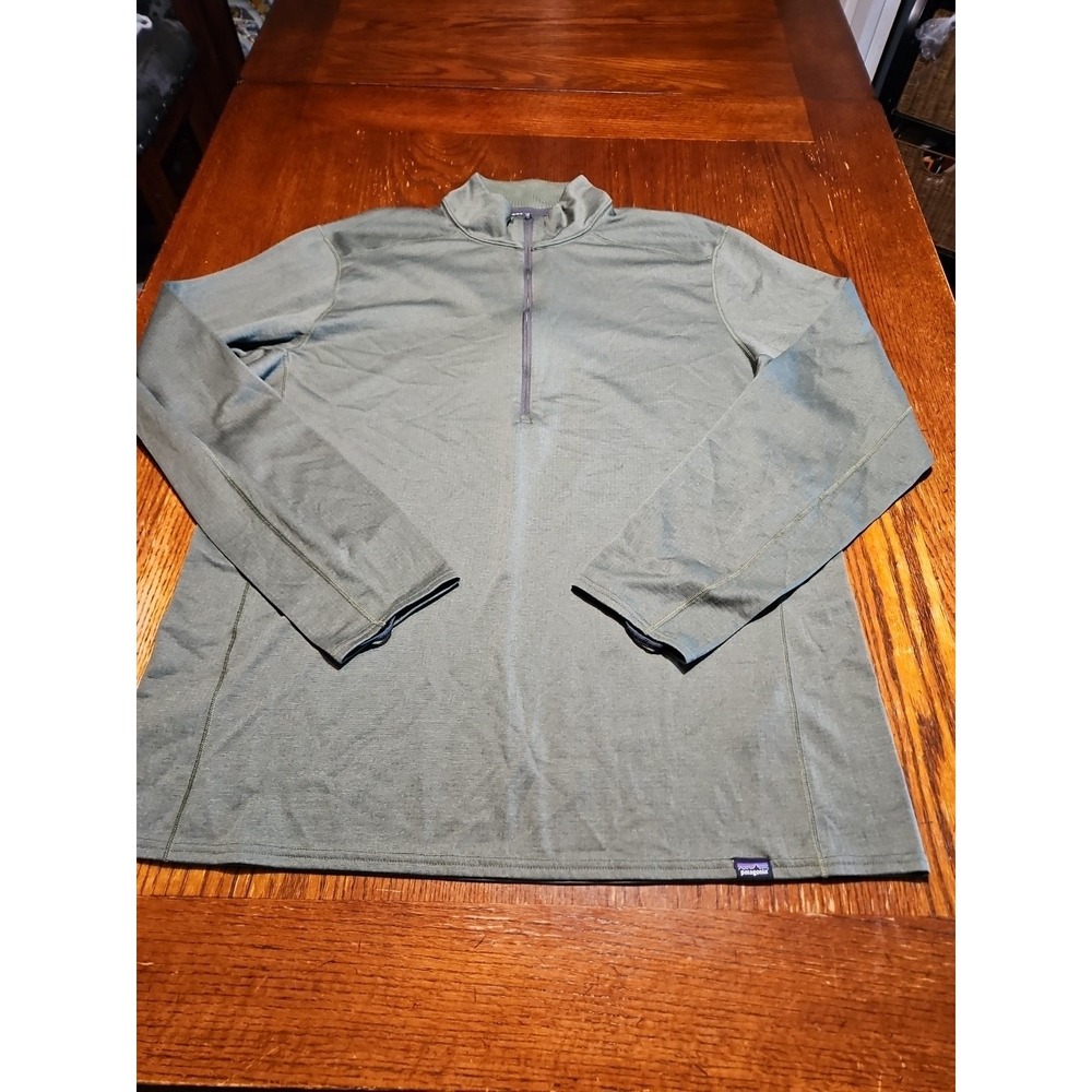 Patagonia Capilene Base Layer Shirt Womens XL Green 1/4‎ Zip Camp Hike(A908)